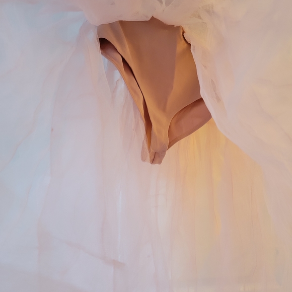 Dusty blush rose tulle midi dress - Picture 6 of 9